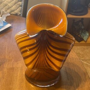 Art glass Murano style. Striped bust vase. Like new. Weight is over 6 pounds+